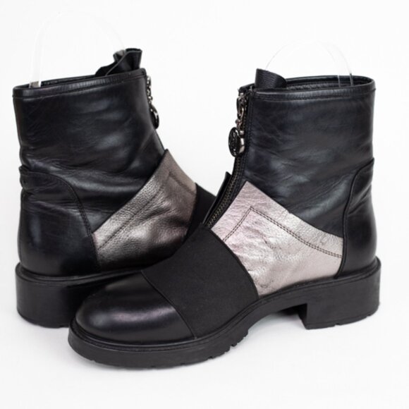 Maria Moro Black Leather & Metallic Mid-Calf Boots – Size 37 (Approx. US 6.5–7) - Picture 9 of 13